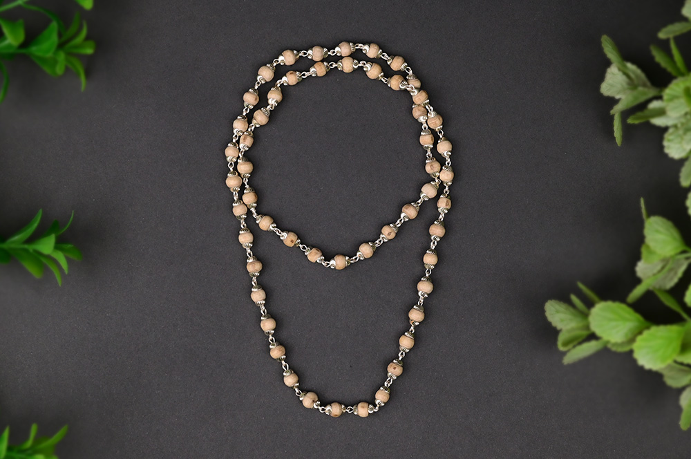 Tulsi Mala in Silver Designer Caps